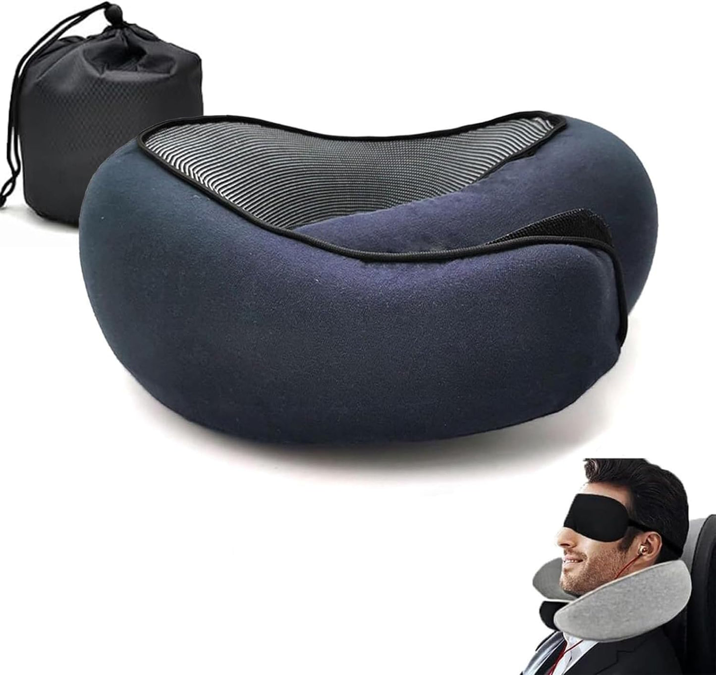 Travel Neck Pillow, Memory Foam Travel Neck Pillow, 360 Degree Comfort and Breathability, Airplane Travel Neck Pillow, Stowable U-Shaped Pillow
