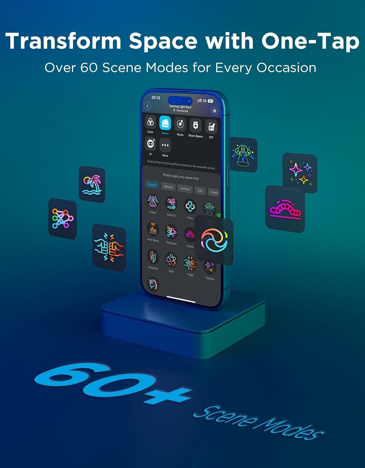 Govee Gaming Light Bars Pro, Upgraded 16-Inch Smart Triple-Sided RGBIC Illumination Wi-Fi LED Gaming Lights, Music Sync & 60+ Scene Modes, Works with Alexa & Google Home, Game Room Decor