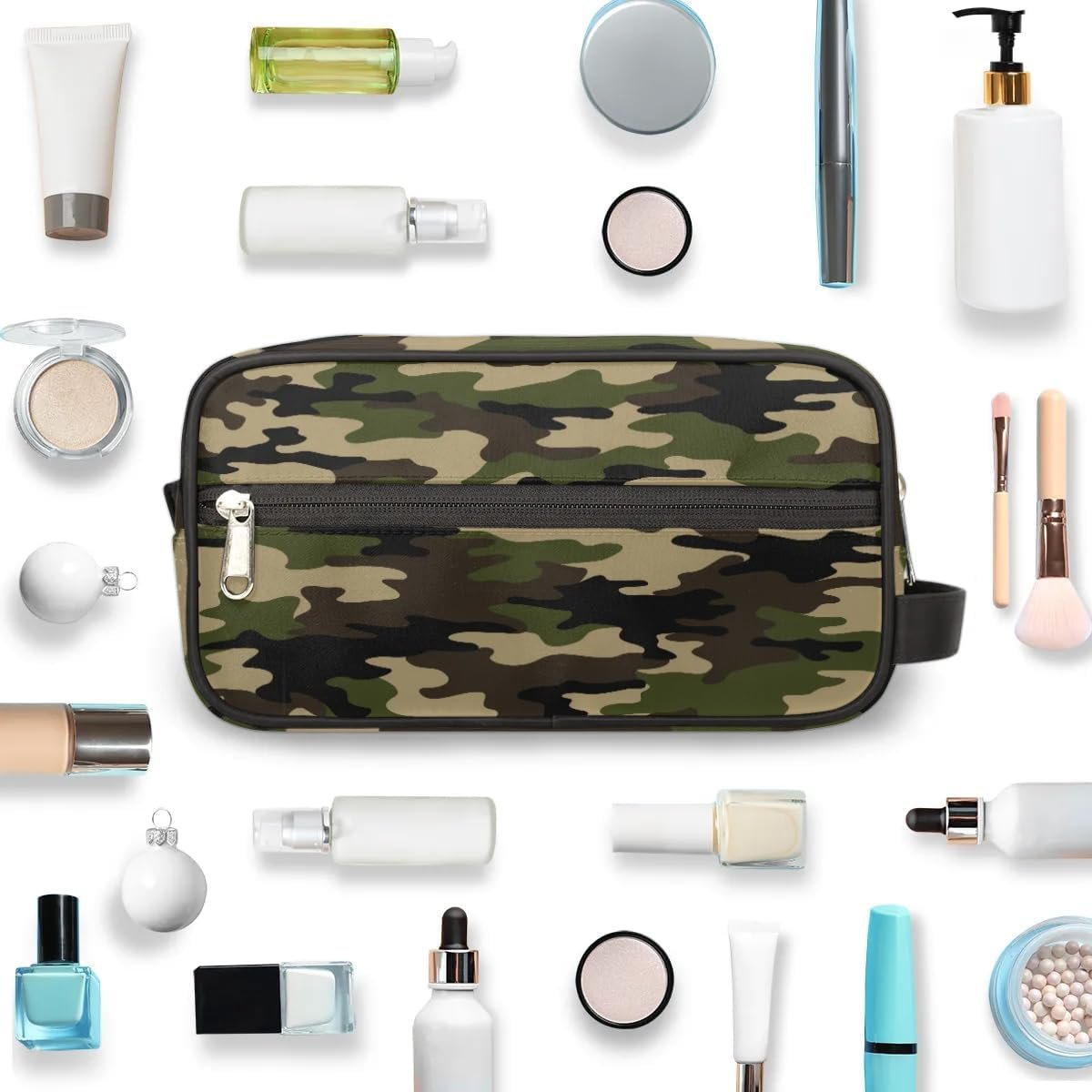 Camouflage Green Hanging Toiletry Bag,Travel Hygiene Kits for Boys Mens,Waterproof Makeup Carry-on Bags,Cosmetic Bag,TSA Approved Shave Dopp Kit for Toiletries Shower Bathroom Accessories Gifts,