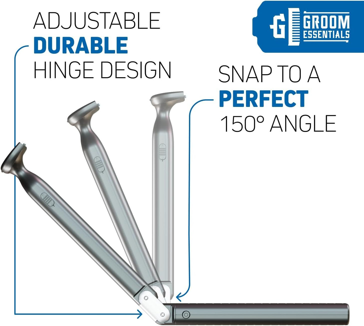 Groom Essentials Electric Back Shaver for Men | 150° Extension, Extendable Handle, Multi-Functional Shaver for Back | Travel-Friendly, Foldable Design (Rechargeable, Extended)