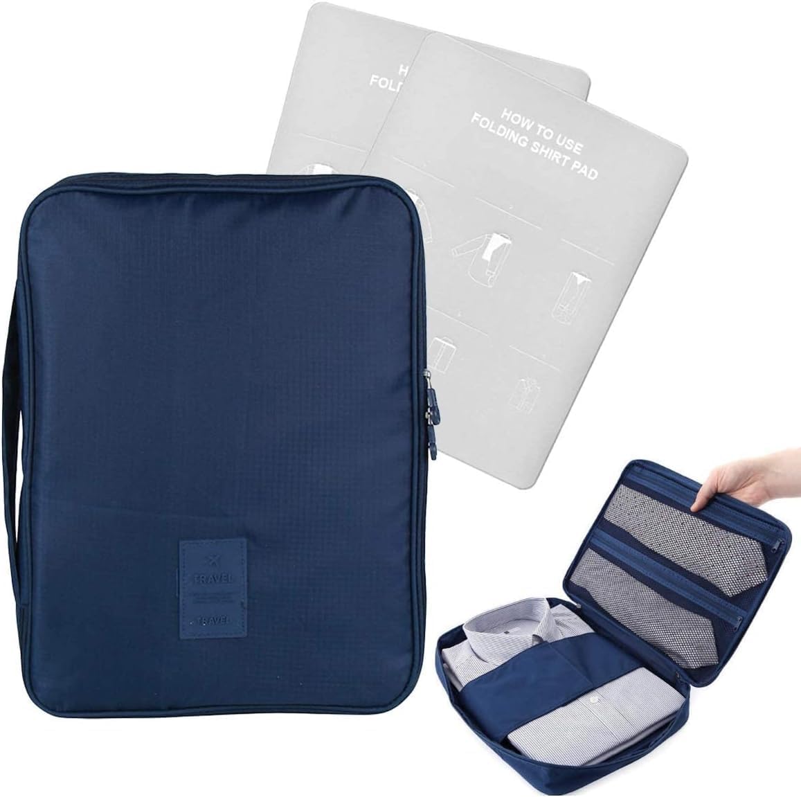 EQLEF® Wrinkle-proof Shirt and Ties Storage Bag Portable Shirt Organizer With Handle For Travel Packing Business Trip