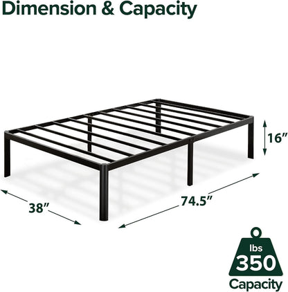 ZINUS Van 16 Inch Metal Platform Bed Frame / Steel Slat Support / No Box Spring Needed / Easy Assembly, Twin