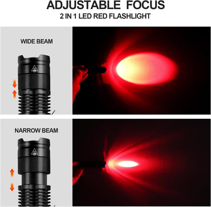 T Tersely 2-Pack Red LED Flashlight, Powerful Single Mode Light SK68 LED Torch Scalable Red Light Flashlight for Astronomy, Aviation, Night Observation