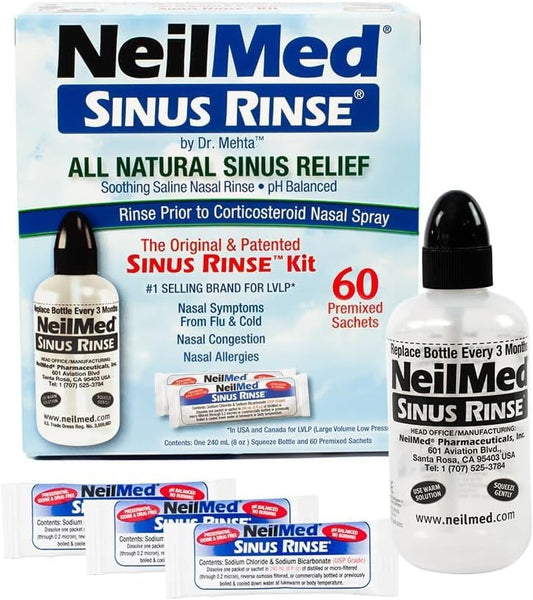 NeilMed Sinus Rinse - A Complete Sinus Nasal Rinse Kit, 50 count (Pack of 1) Count may vary