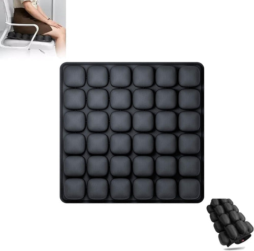 Portable Travel Cushion, 3D Air Cell Seat Cushion, Inflatable Seat Cushions, for Pressure Relief, Comfortable Travel for Airplane, Wheelchair, Car Set, Office Chair, Floor (Black)
