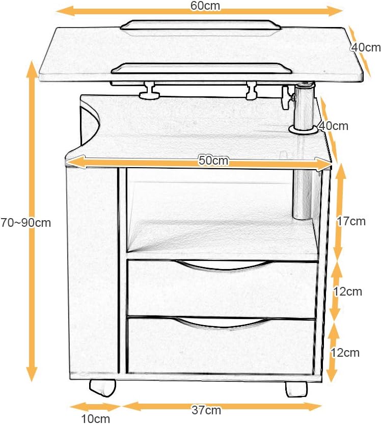 sogesfurniture Wooden Bedside Table Laptop Bedside Cabinet Bedside Table with 2 Drawers for Bedroom, 50 x 40 x 46 cm, White Maple BHEU-CT1-MP
