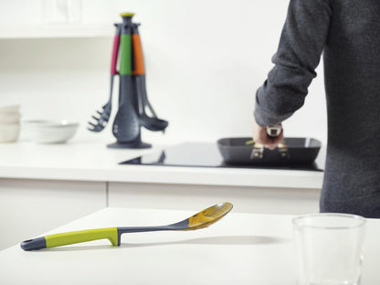 Joseph Joseph Elevate - Kitchen tools & gadgets Carousel 6-Piece Utensil Set with rotating stand, Ergonomic silicone handles, non stick head- Green