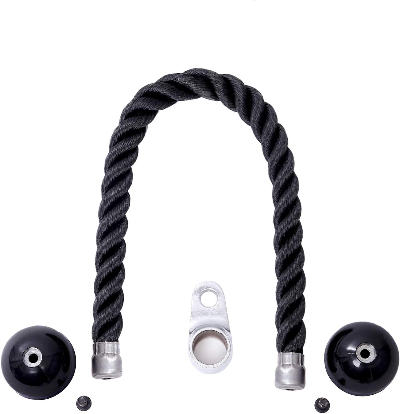 KYLIN SPORT 27" Tricep Rope Pull Down Sport Gymmastic Exercise Machie Cable Attachment Heavy Duty Nylon Rope Easy to Grip & Non Slip