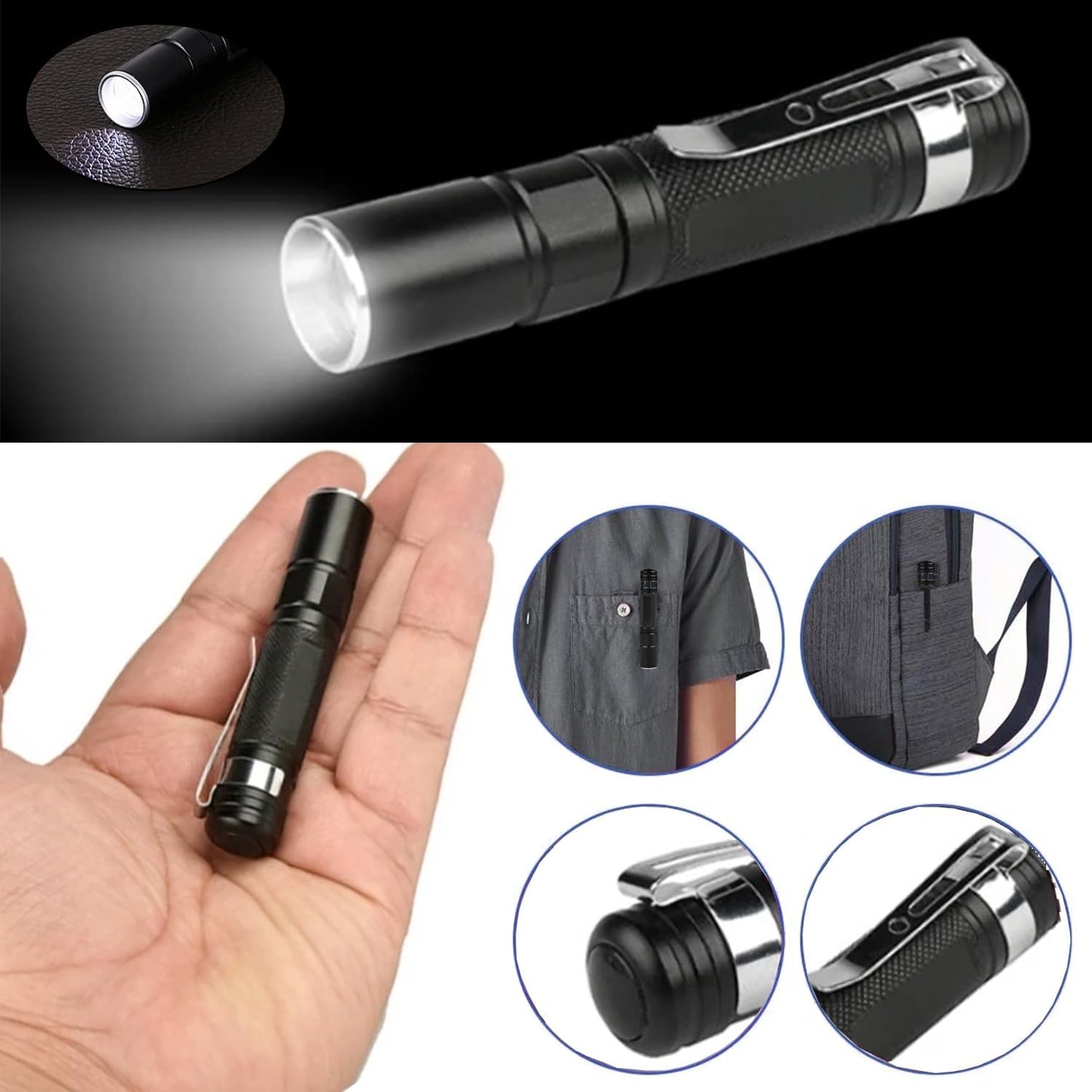 MODOAO Led Flashlights High Lumens, Multifunctional Telescopic Zoom Flash Light, Pocket Size Torch with High Light Mode, Mini Tactical Torch Light for Camping, Hiking, Fishing, Hunting