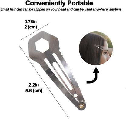 Silver Tactical Survival EDC Multi-Tool Hair Clip - Emergency Utility Kit (3 Pack)