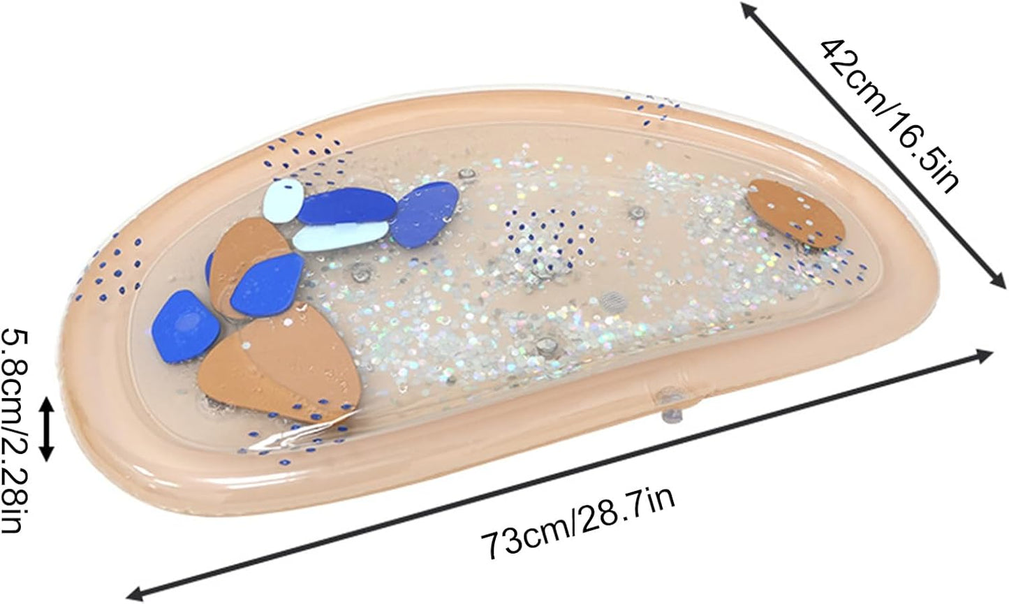 Water Play Mat, Inflatable Tummy Time, 28.74x16.54in Sensory Development Toy, Promotes Motor Skills, Fun Learning Features, Ideal For, Bath, Beach, Easter Play
