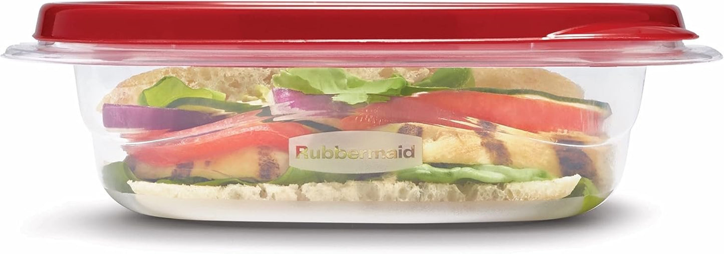 Rubbermaid TakeAlongs 2.9-Cup Square Food Storage Containers, 4-Pack, Chili Red