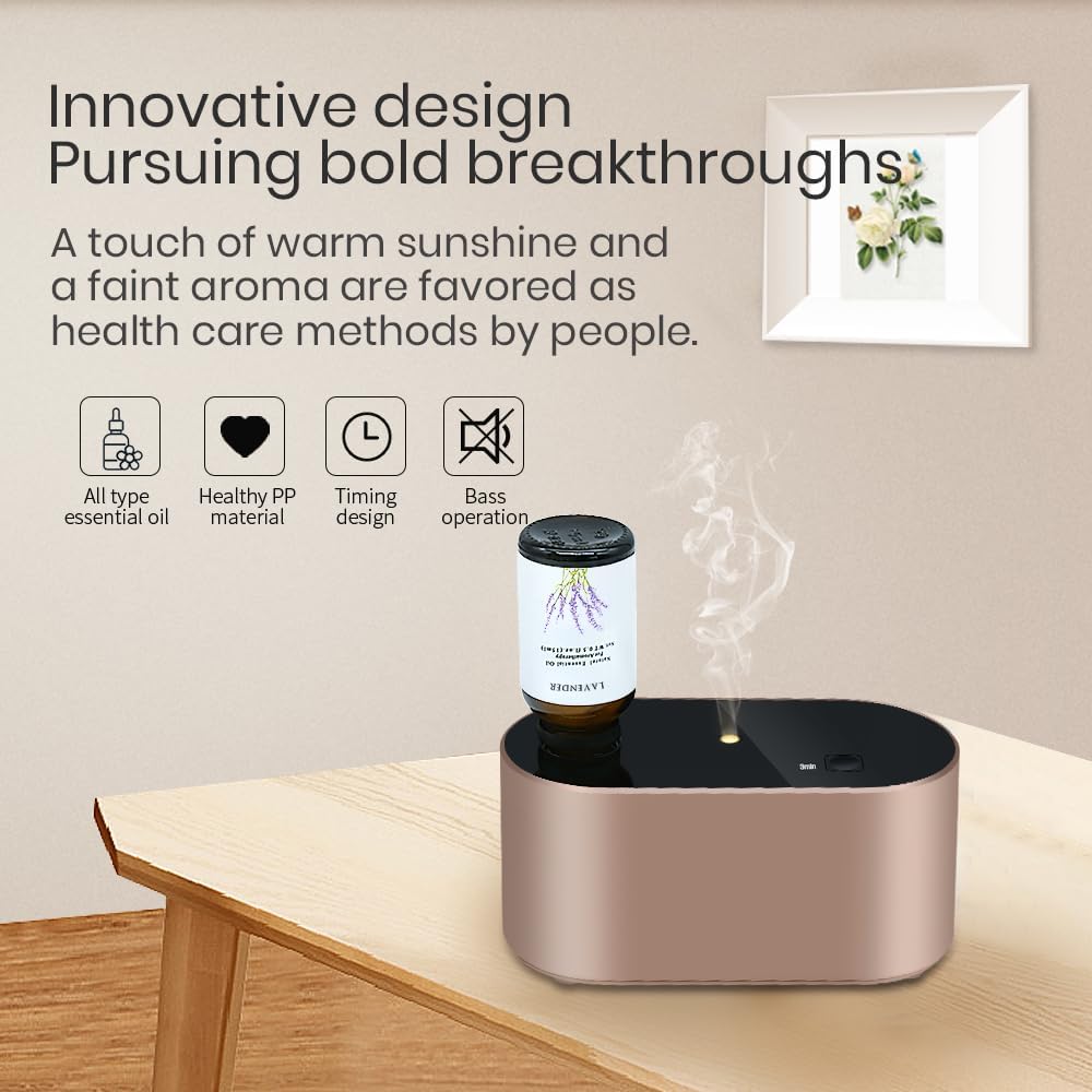 SOICARE Cordless Rechargeable Waterless Diffuser for Essential Oils, Battery Operated Wireless Portable Nebulizing Essential Oil Diffuser, Scent Diffuser for Home Office Hotel Collections (Rose Gold)