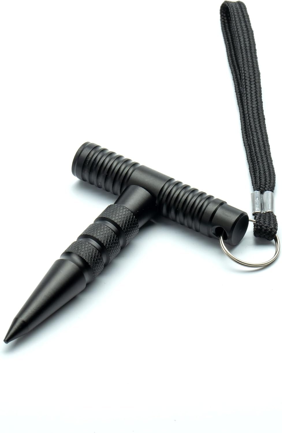 Ovyntremis Personal Defense Device with Wrist Strap, Durable and Compact Multi-Functional Keychain Accessory for Emergency Use, Glass Breaker and Safety Tool, Black, One Size