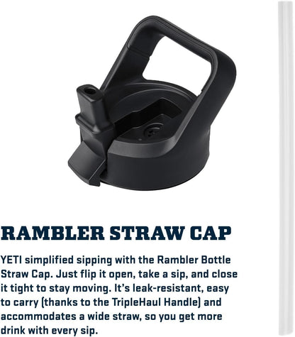 YETI Rambler 18 oz Bottle, Vacuum Insulated, Stainless Steel with Color Matching Straw Cap, Rescue Red