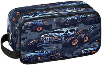 Monster Truck Car Hanging Toiletry Bag,Travel Hygiene Kits for Boys Mens,Waterproof Makeup Carry-on Bags,Cosmetic Bag,TSA Approved Shave Dopp Kit for Toiletries Shower Bathroom Accessories Gifts,