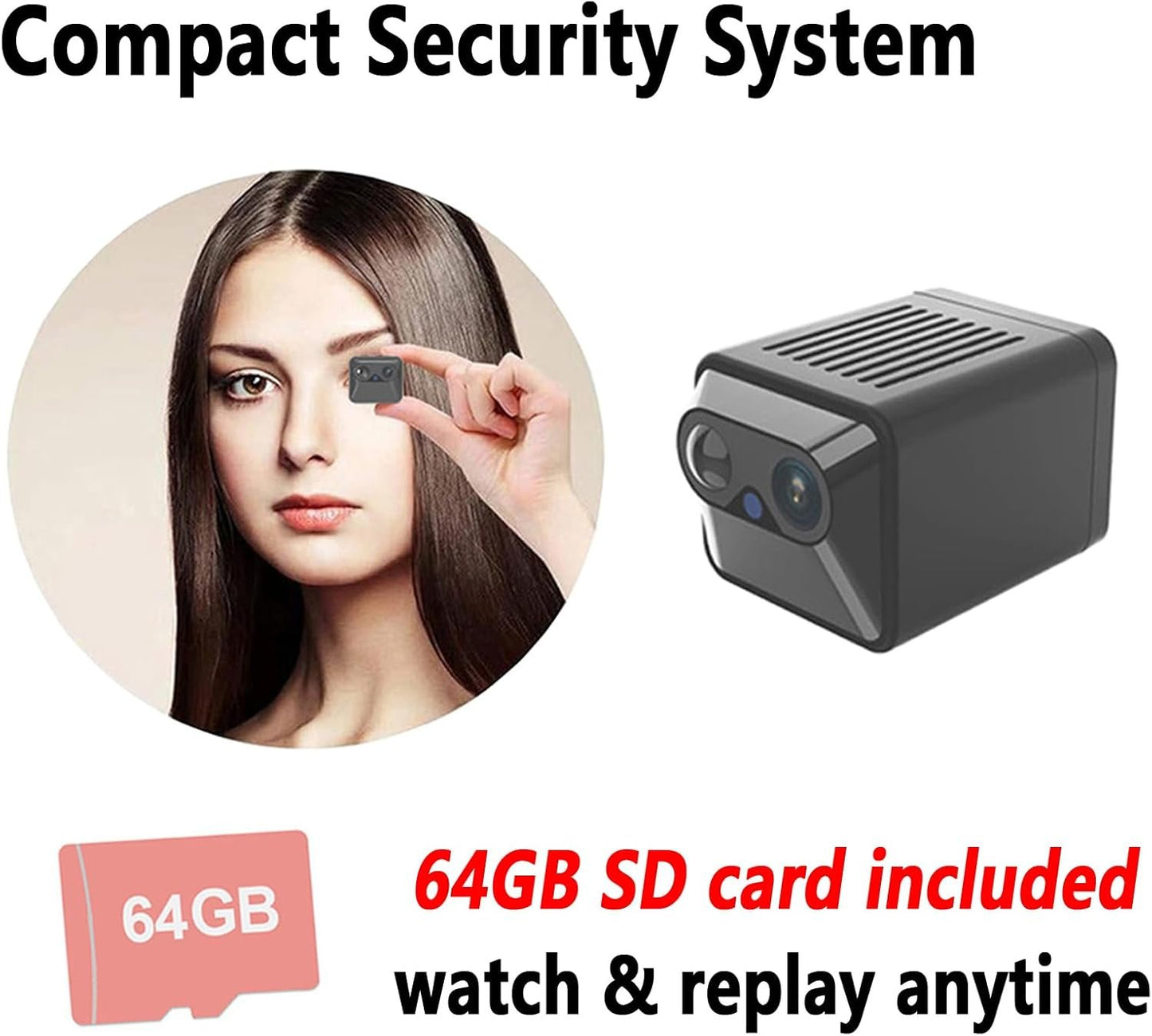 Rettru A2 Magnetic Wi-Fi Wireless Cameras for Home Security,No Wi-Fi Video Recorder with 64GB SD Card,150 Days Battery Life,Night Vision,Motion Detection,Cloud Storage for Car,Baby,Pet & More