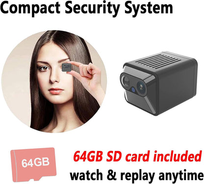 Rettru A2 Magnetic Wi-Fi Wireless Cameras for Home Security,No Wi-Fi Video Recorder with 64GB SD Card,150 Days Battery Life,Night Vision,Motion Detection,Cloud Storage for Car,Baby,Pet & More