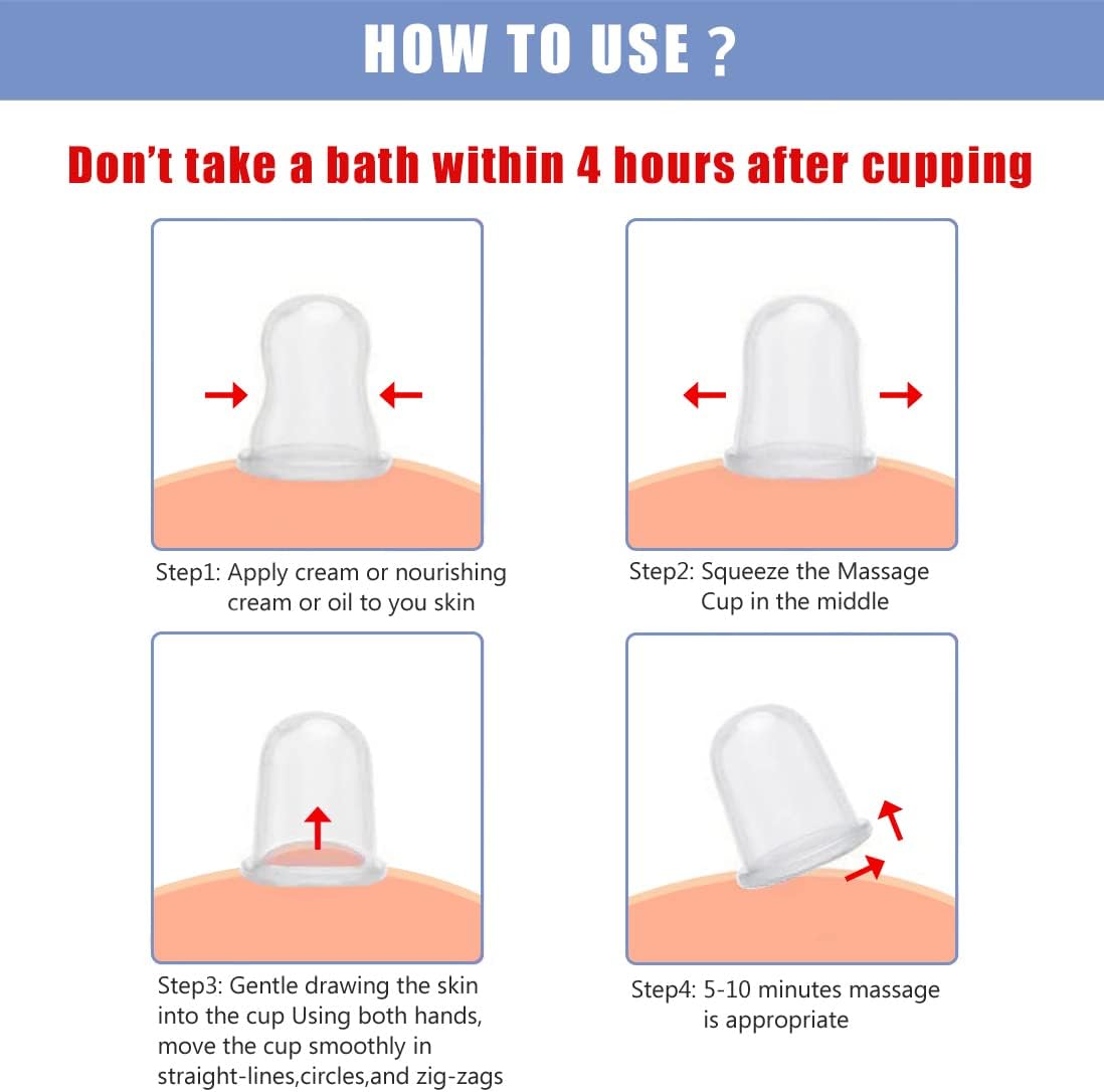 ONECUPPTOP Cupping Therapy Sets 8 Pcs Silicone Vacuum Suction Massage Anti Cellulite Cups Body and Face Massage Cupping Set