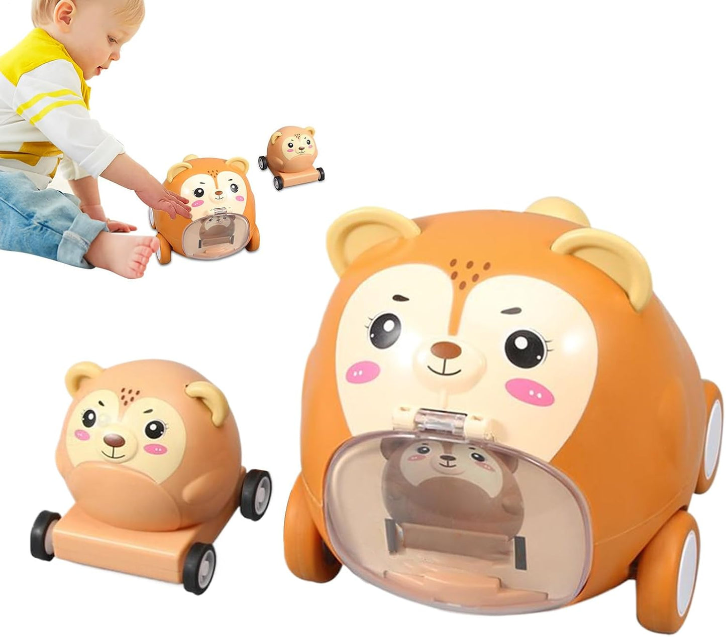 Generico Friction Powered Toys, Baby Animal Racing Car, 5.71 Inches Adorable Animal, Press and Go Toddler Vehicle for Sensory Play, Party Activities, 1-2 Years Old, Birthday Gift