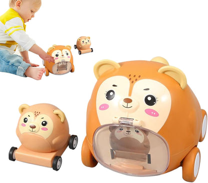 Generico Friction Powered Toys, Baby Animal Racing Car, 5.71 Inches Adorable Animal, Press and Go Toddler Vehicle for Sensory Play, Party Activities, 1-2 Years Old, Birthday Gift
