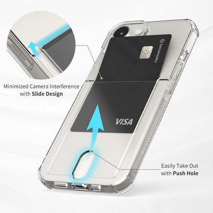Air-Tip TPU Phone Case with Card Holder, Sinjimoru Slim Fit Clear Phone Wallet Case for Apple iPhone 12 13 14 Cell Phone Cover as Credit ID Card Sleeves. Air-Shield with Card Slot iPhone 14 Plus