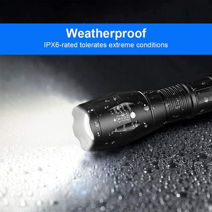 MMOBIEL 2X LED Tactical Flashlight Survival Gear - 1000 Lumen, Zoomable in 5 Modes, Water Resistant, Camping Flashlight for Survival, Camping, Emergency, Outdoor