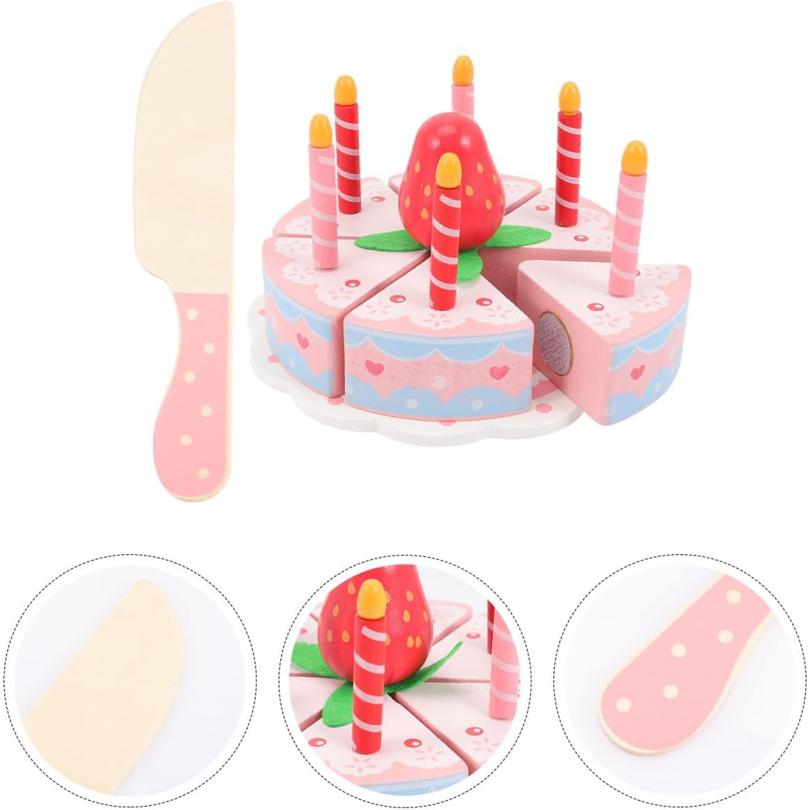 BESTonZON 1 Set Wooden Simulation Cake Dessert Cutting Toy Cake Cutting Toy Wooden Toys Play House Cutting Toys Playing House Toy Cutting Cakes Toy Children Toy Wood Birthday Cake Toy