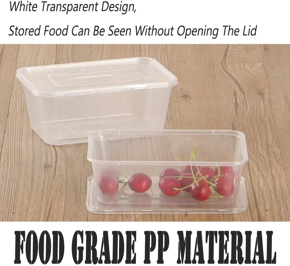 HOMEE Meal Prep Containers, 50 Pack- 26oz Plastic Storage Food Containers with Lids, Bento Box Reuse, Refrigerator Safe, Microwave, Dishwasher Safe, Gift for Mother's Day (White)