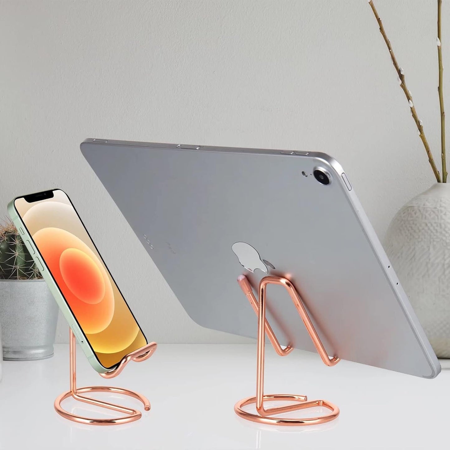 ROPOSY Cell Phone Stand Holder Desk Accessories, Cute Metal Rose Gold, Compatible with All Mobile Phones, iPhone, Switch, iPad