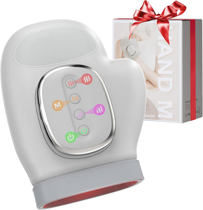 Airbag Hand Massager Electric Hand Massager with Heat and Compression 3 Massages | 3 Temperatures | 5 Levels | Car Timer | Rechargeable Therapeutic Glove for Arthritis and Carpal Tunnel