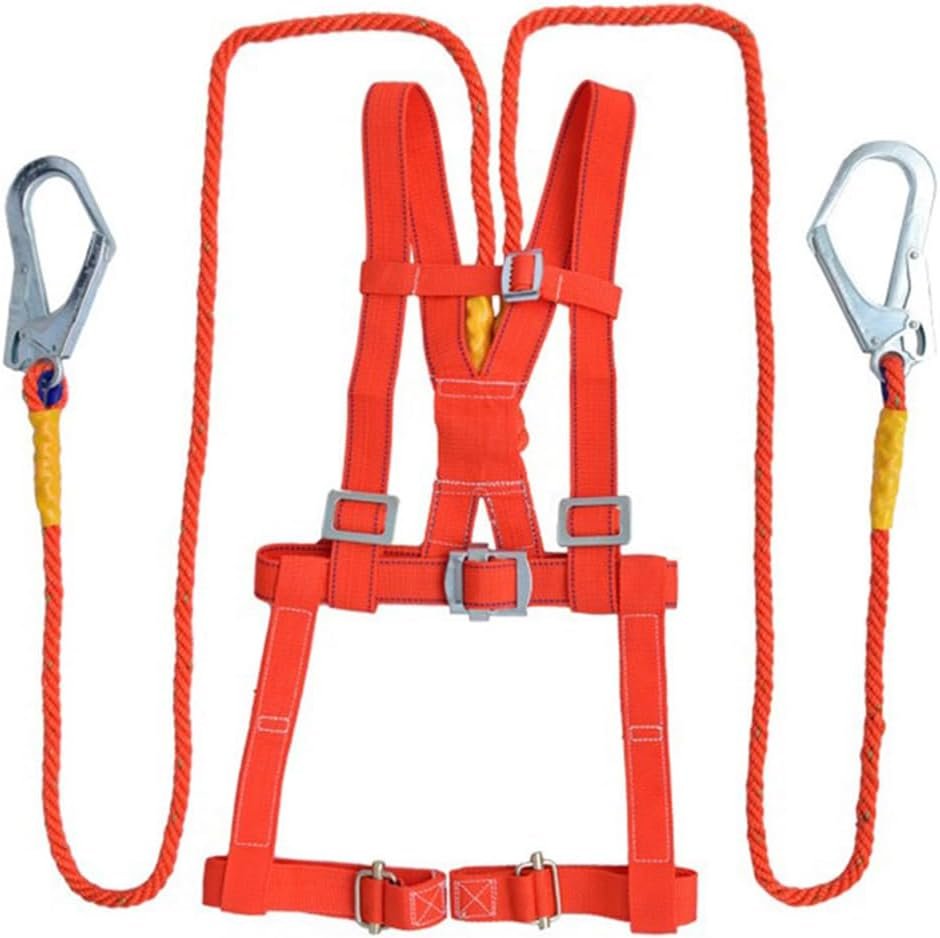 MTSDM Safety Harness Fall Protection, Climbing Harness, Men Full Body Construction Harness with 6.5 ft Double Hook Lanyard for Fire Rescuing Caving Rock Climbing Rappelling High-altitude Work