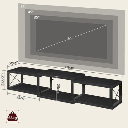 MAHANCRIS ATVHB10101 Floating Wall TV Unit Multimedia Console with Shelves, Floating Entertainment Center for Living Room, Bedroom, Office, Black