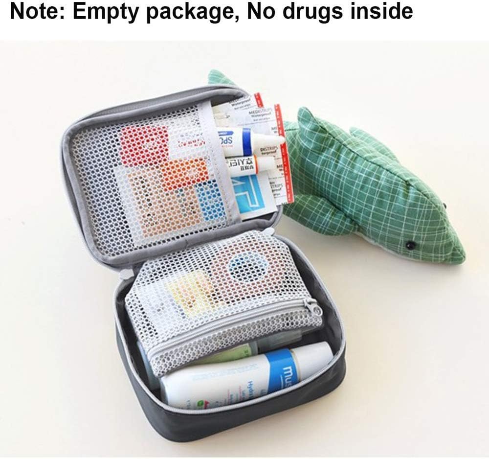 iMapo Portable Mini Travel Medicine Bag, Empty First Aid Kit, Small Medical organizer storage Pouch, Pill Drug Package Container for Outdoor Activities Sports Camping Hiking Emergency -Grey (Bag Only)