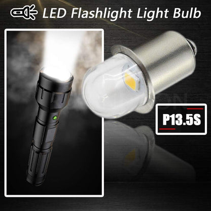 Ruiandsion 18V Upgrade LED Flashlight Bulb P13.5S Base Socket White LED Bulbs Replacement for Headlamp Flashlight Torch Lights,Non-Polarity (Pack of 5)