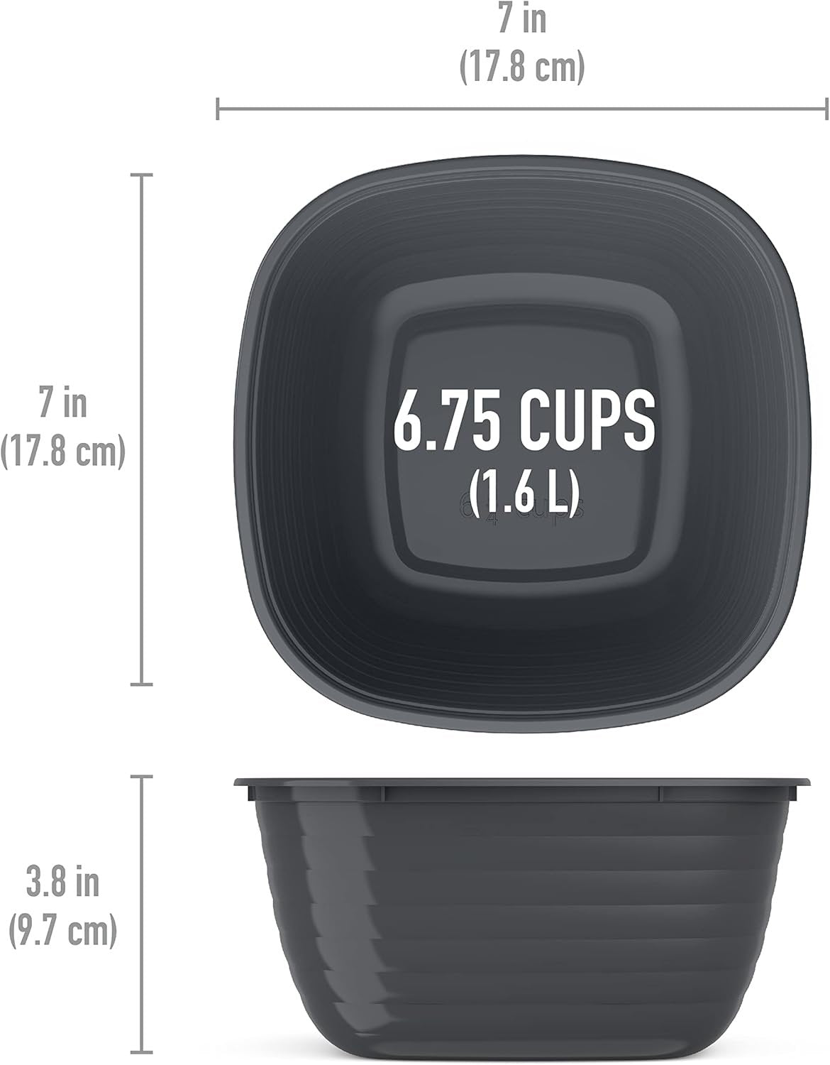 Bentgo Prep - 1-Compartment Bowls with Custom Fit Lids - Reusable, Microwaveable, Durable BPA-Free, Freezer and Dishwasher Safe Meal Prep Food Storage Containers - 10 Bowls & 10 Lids (Graphite)