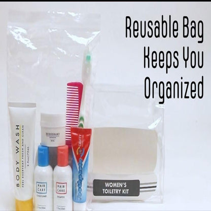 Womenâ€™s Travel Toiletry Bag with Supplies, 15 Piece Travel Size TSA Compliant Oral Care and Grooming Essentials Kit, 15 Piece Kit, Travel Kit