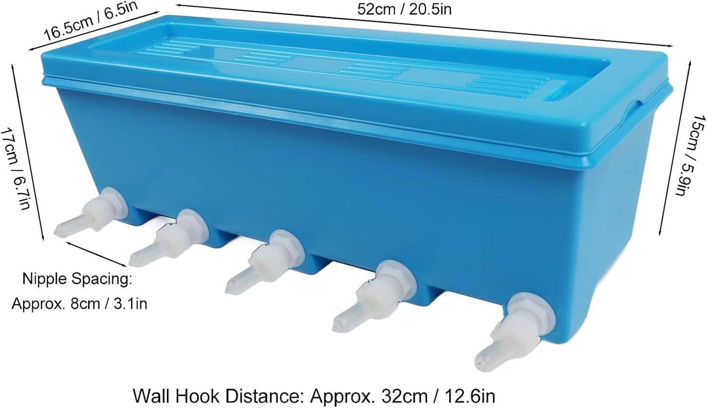 Silicone Lamb Drink Feeder, Farm Livestock Breeding Feeder, Vertical Type Calf Feeding Bottle with 5 Nipples Wall Mounted 8L Livestock Milk Feeding Bucket for Nursing Animal Lamb