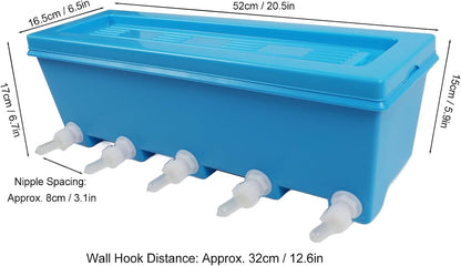 Silicone Lamb Drink Feeder, Farm Livestock Breeding Feeder, Vertical Type Calf Feeding Bottle with 5 Nipples Wall Mounted 8L Livestock Milk Feeding Bucket for Nursing Animal Lamb