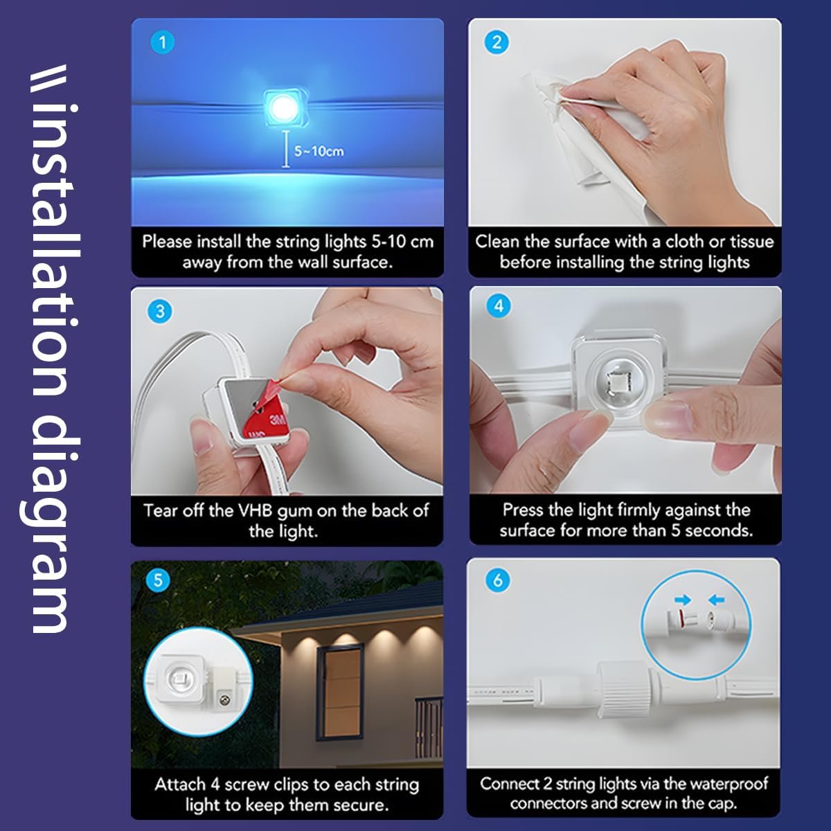 Permanent Outdoor Lights - 49ft Smart RGB Outdoor Lights, Strips Waterproof Outdoor IP68 Outside LED Eaves Lights with App Control,Music Sync Strip Lights for Eave, Roof, Party,Garde,Room Decor