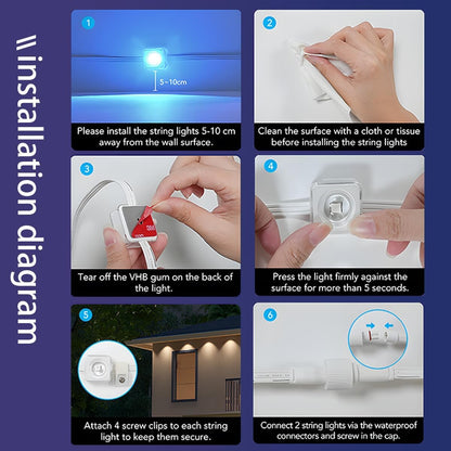 Permanent Outdoor Lights - 49ft Smart RGB Outdoor Lights, Strips Waterproof Outdoor IP68 Outside LED Eaves Lights with App Control,Music Sync Strip Lights for Eave, Roof, Party,Garde,Room Decor