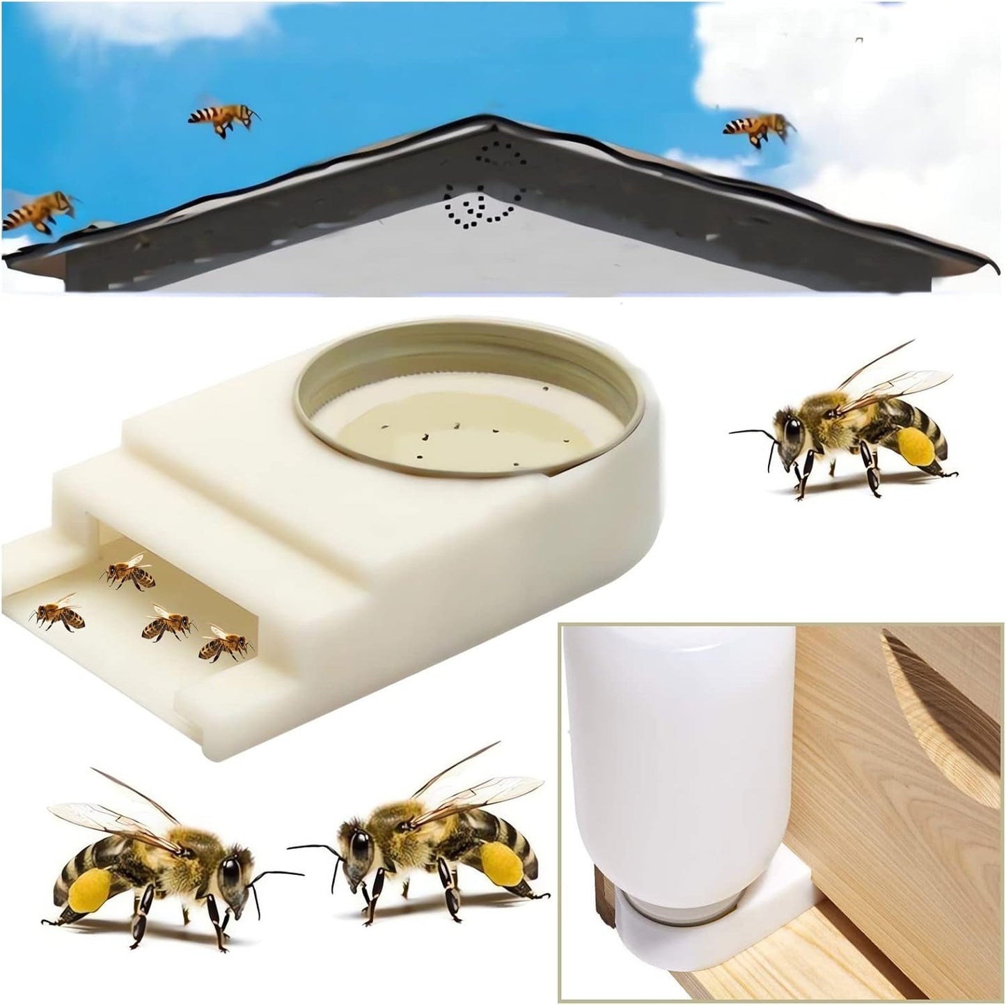 4 Pack Bee Feeders Easy, Plastic Bee Entrance Feeder Beehive Feeder Water or Sugar Syrup Feeding Equipment, Easy-to-Install Beekeeping Beehive Equipment, Entrance Feeders for Bee Hives