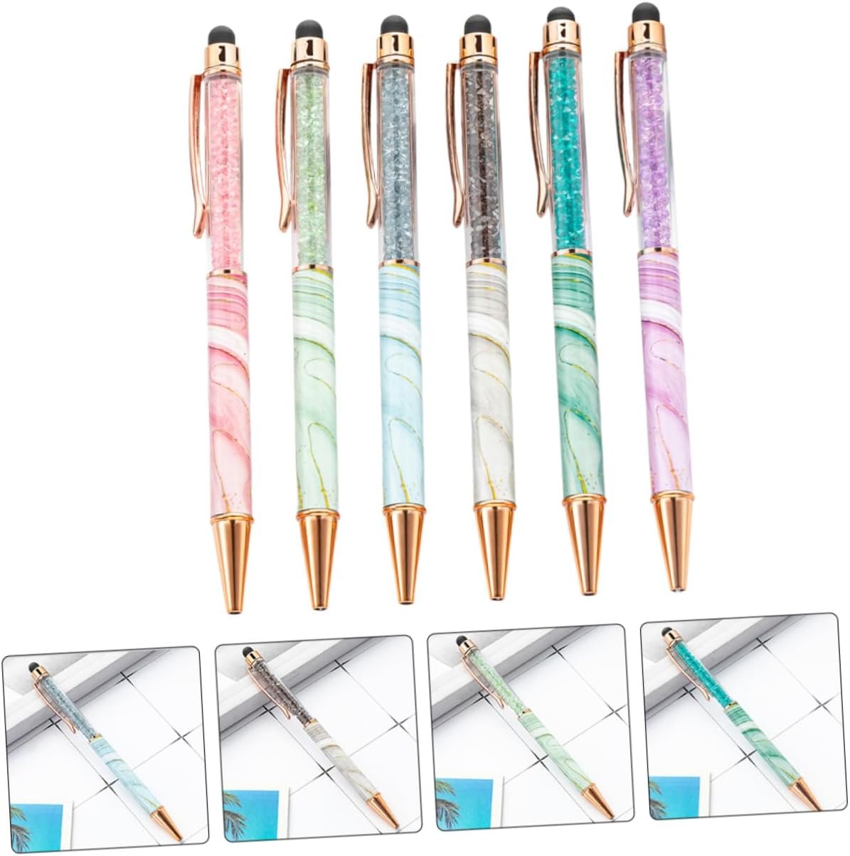 HONMEET Touchscreen Ballpoint Pens 6pcs Luxury Stationery Executive Writing Pens for Women Red Ink