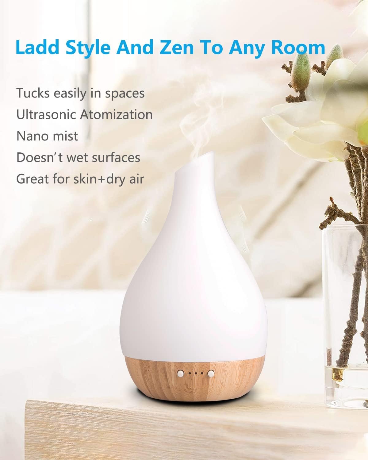 SOICARE Glass and Bamboo Ultrasonic Essential Oil Diffuser lamp, Eco-Friendly, Glass and Bamboo Aroma Diffuser, 4 Timers with Auto Off Function, Suitable for Home and Office, Ultra-Quiet 180 ml.