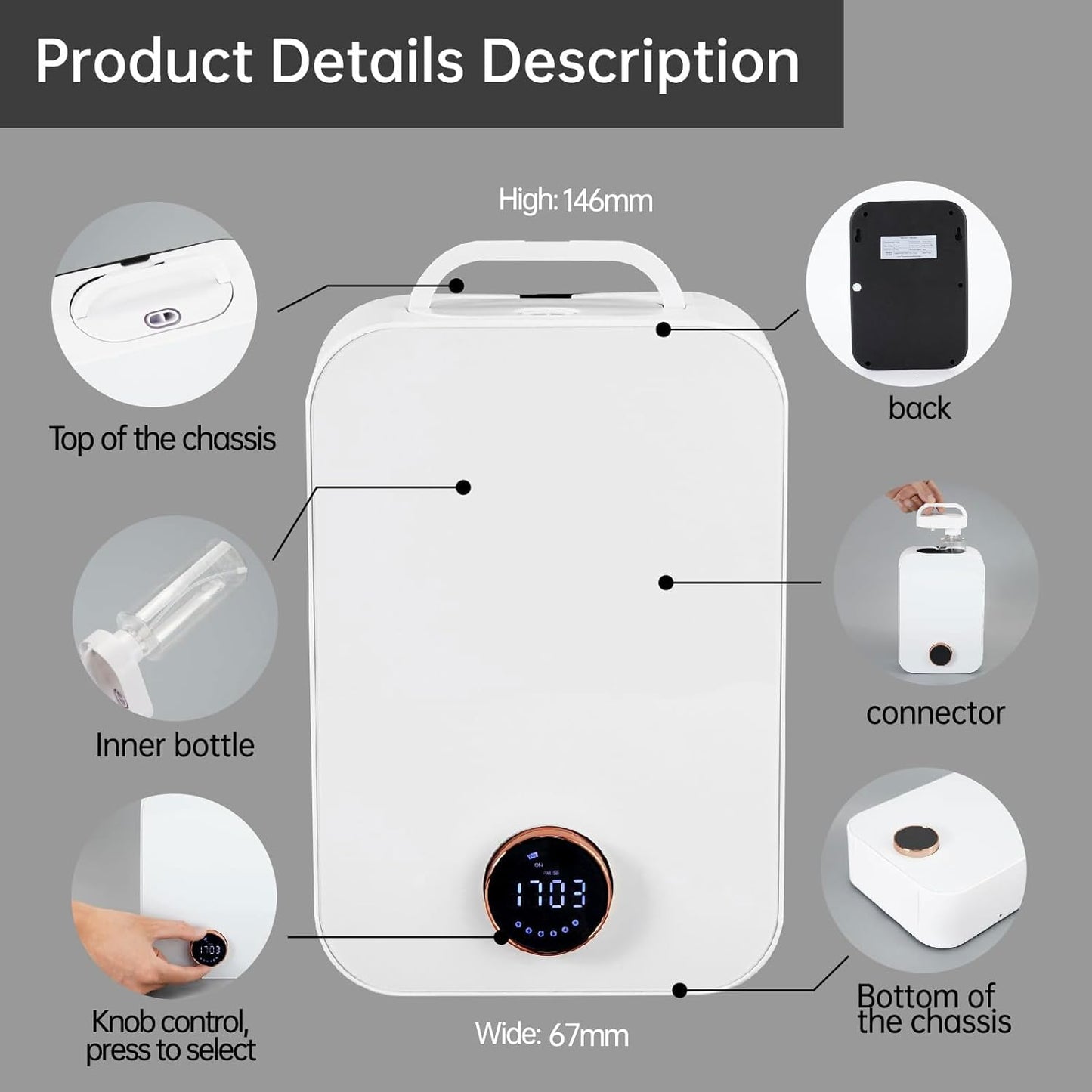 Smart Essential Oil Diffuser, Cool Mist WiFi Scent Air Machine with App Control&Timer, Covering 100-500M³, 150ml Commercial Air Diffuser Machine, Can Be Connected to HVAC System White