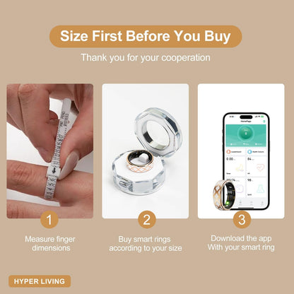 Smart Ring Sports Ring Sleep Tracker Fitness Tracker Ring Charging Box Android/iPhone Compatible Smart Ring IP68 Waterproof (8#)
