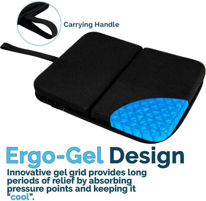 Ergo-Gel Travel Seat Cushion – Portable Airplane Seat Cushion – Gel Grid Design for Ultimate Seating Comfort – Foldable Cushions for Airplane Seats, Camping, Bleachers, Flights, Commute