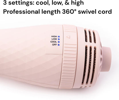 L'ANGE HAIR Le Volume 2-in-1 Titanium Blow Dryer Brush | Hot Air Brush in One with Oval Barrel | Hair Styler for Smooth, Frizz-Free Results for All Hair Types (Blush - 75 mm)