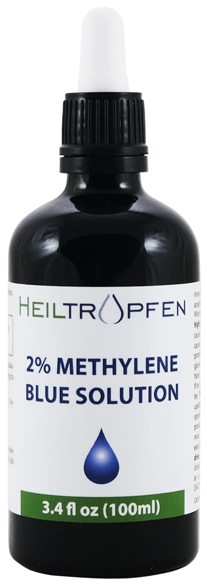 High Concentration 2% Methylene Blue Solution - 100ml | Ultra High Purity | USP Pharmaceutical Grade Ingredients - Third Party Tested | Formaldehyde Free | Methylene | Heiltropfen®