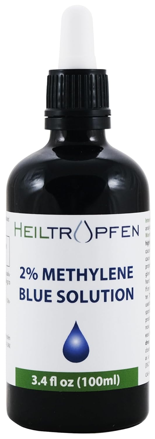 High Concentration 2% Methylene Blue Solution - 100ml | Ultra High Purity | USP Pharmaceutical Grade Ingredients - Third Party Tested | Formaldehyde Free | Methylene | Heiltropfen®